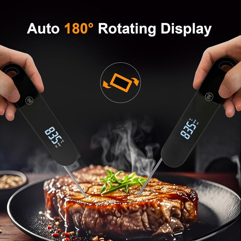 Charmline Professional Meat Thermometer Digital, High-Precision Kitchen Thermometer, 0.5s Instant Read, ±0.3°C Accuracy, Food Thermometers for Meat, Baking and Grilling, 180° Auto-Rotating Display - Image 3